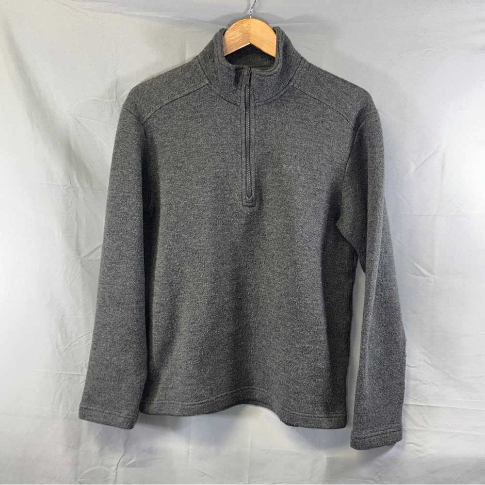 KAVU Sweater Mens Medium Gray Quarter Zip Wool Blend Knit Pullover Outdoor Warm